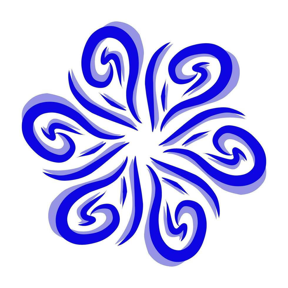 Blue tribal mandala icon with shadow. Perfect for logos, icons, items, tattoos, stickers, posters, banners, clothes, hats vector