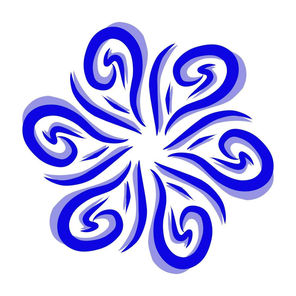 Blue tribal mandala icon with shadow. Perfect for logos, icons, items, tattoos, stickers, posters, banners, clothes, hats vector