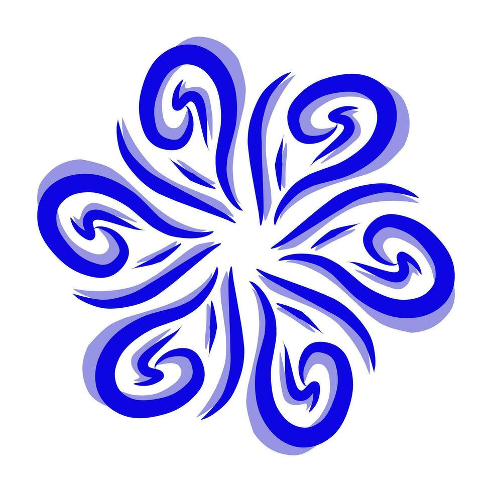 azul tribal mandala icono con sombra. Perfecto para logotipos, iconos, elementos, tatuajes, pegatinas, carteles, pancartas, ropa, sombreros vector