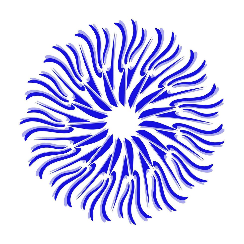 Blue tribal mandala icon with shadow. Perfect for logos, icons, items, tattoos, stickers, posters, banners, clothes, hats vector