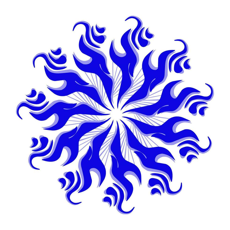 Blue tribal mandala icon with shadow. Perfect for logos, icons, items, tattoos, stickers, posters, banners, clothes, hats vector