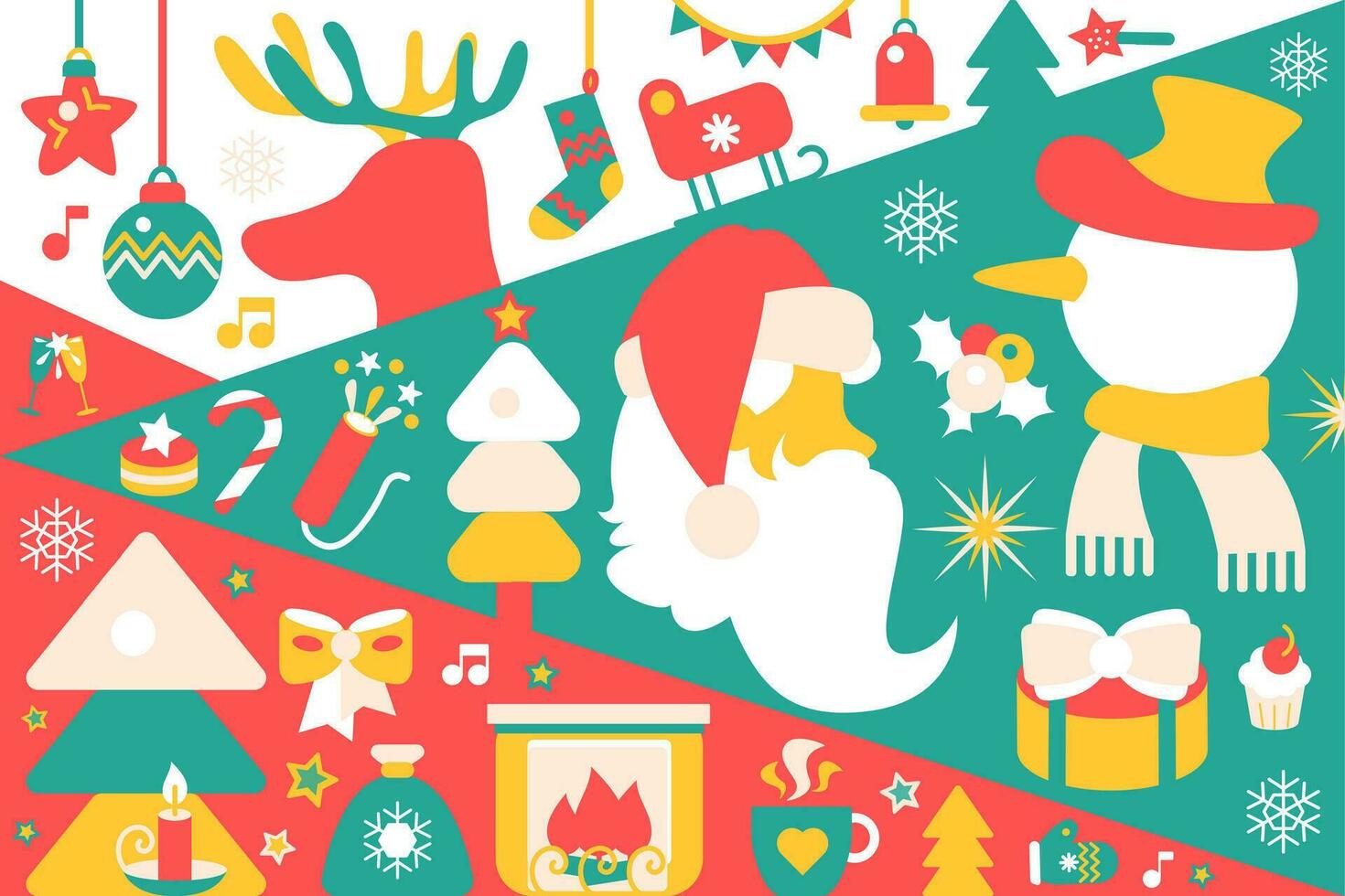 Red Green Christmas Horizontal Xmas Party Card vector