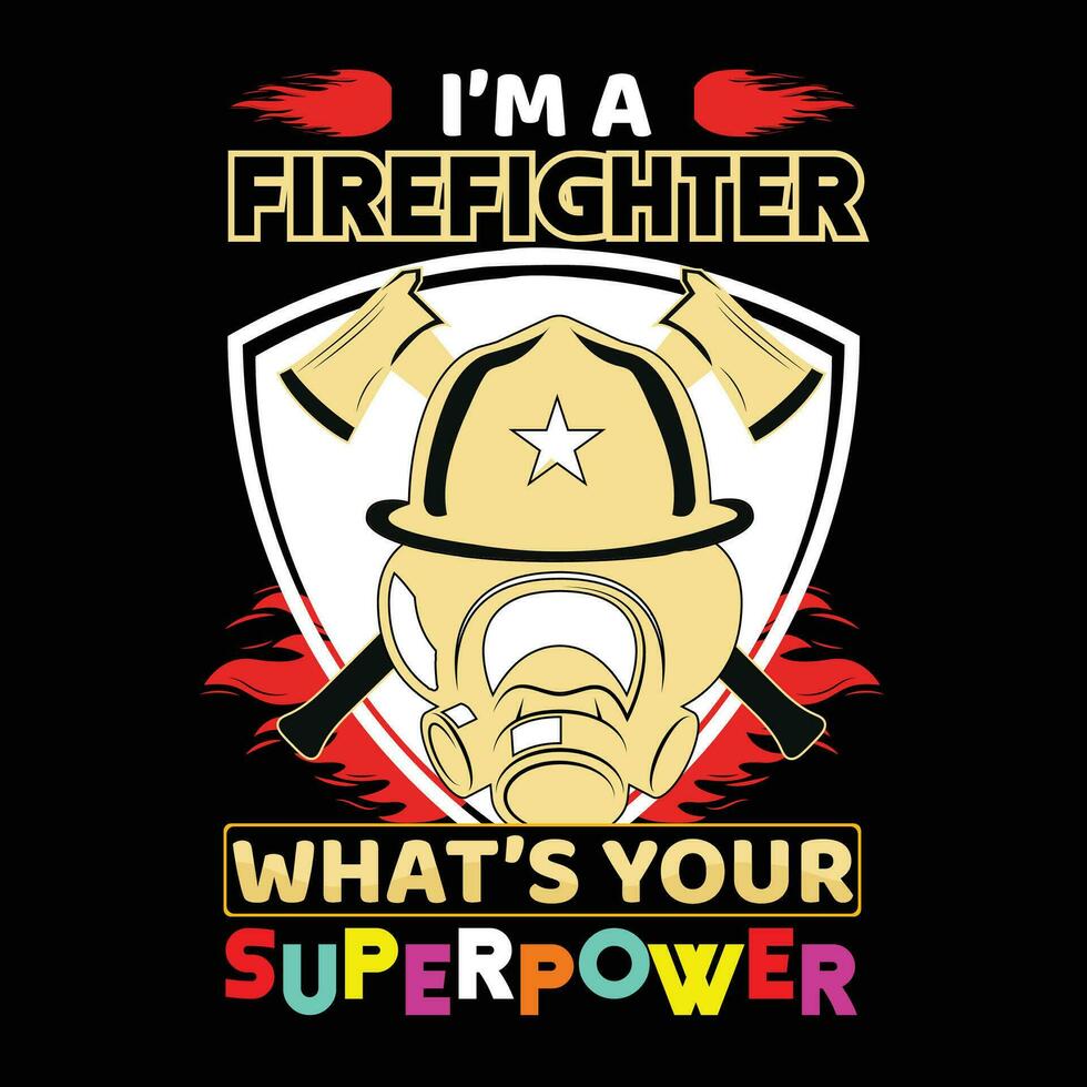Firefighter T-shirt Design vector