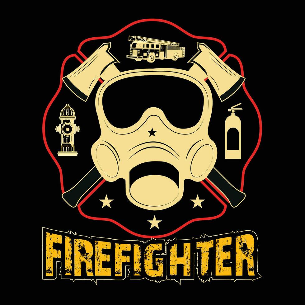 Firefighter T-shirt Design vector