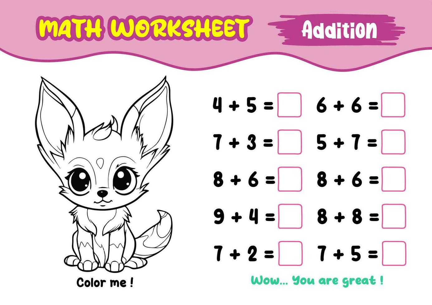 math worksheets for early childhood with interesting coloring pictures vector