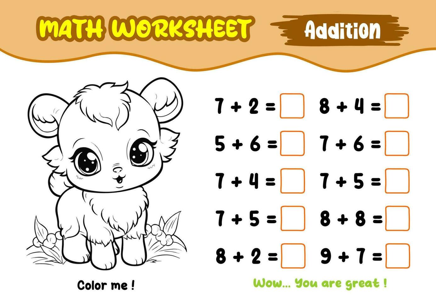 math worksheets for early childhood with interesting coloring pictures vector