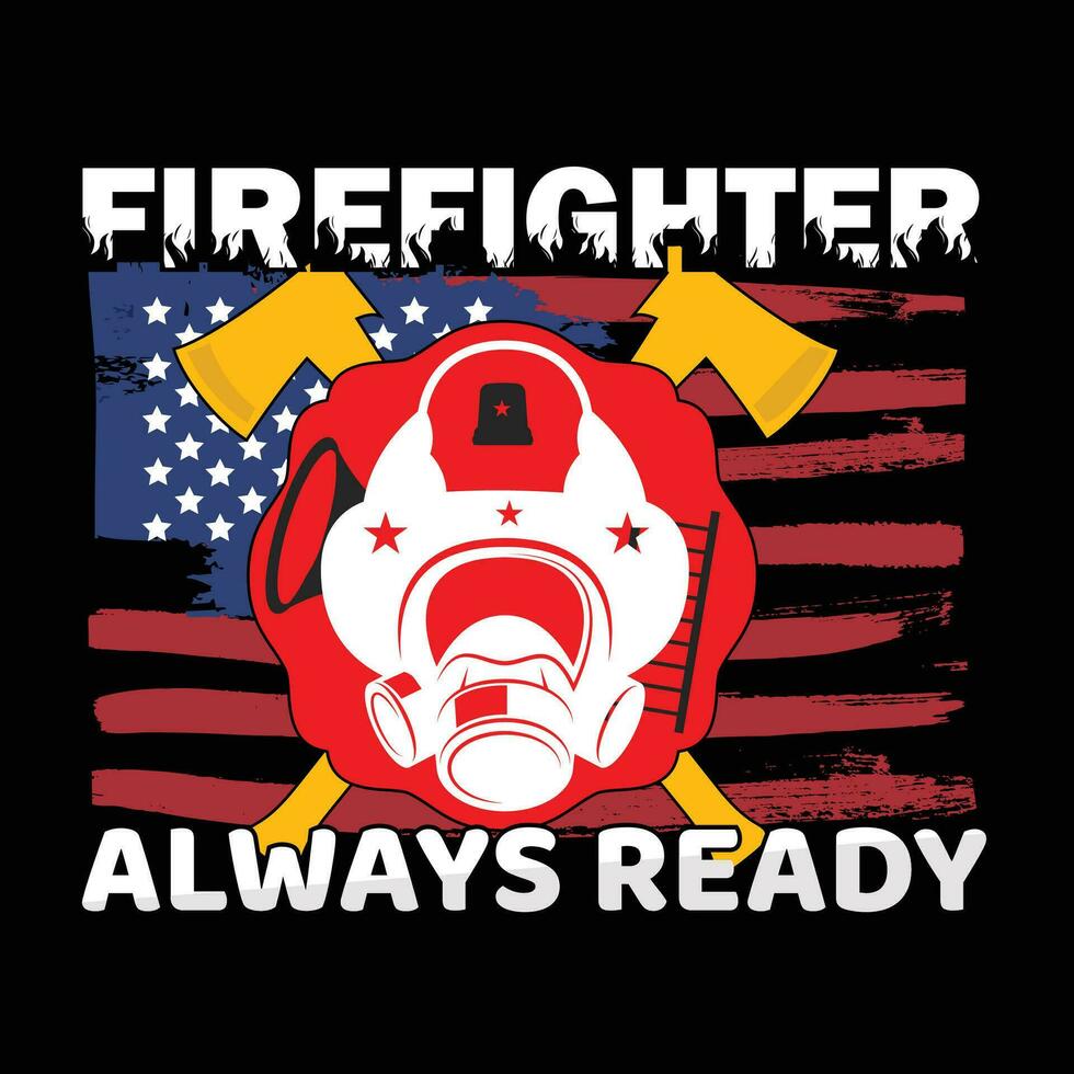 Firefighter T-shirt Design vector