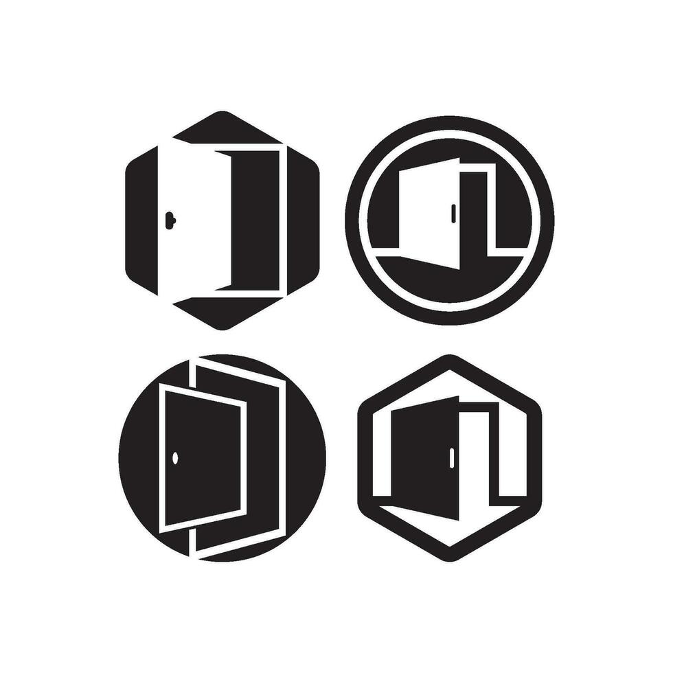 conjunto de puerta logo modelo vector icono ilustración diseño