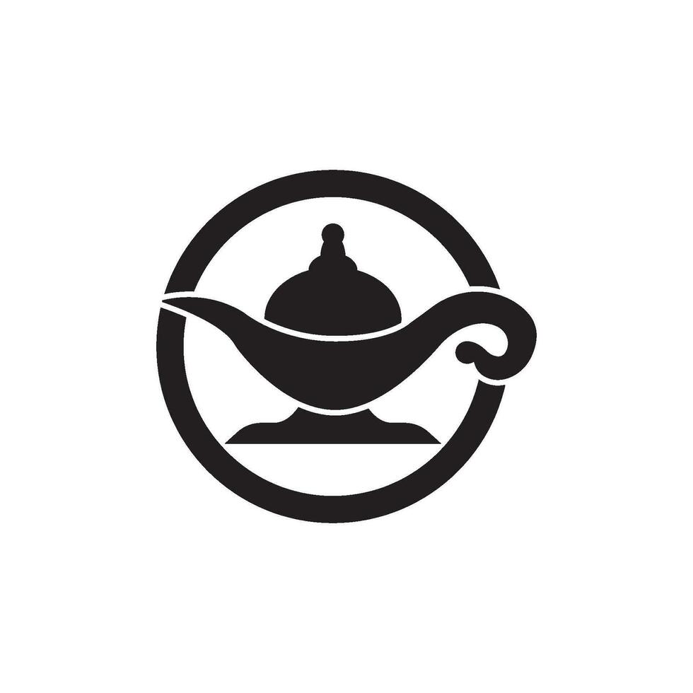 magic lamp genie icon logo template vector