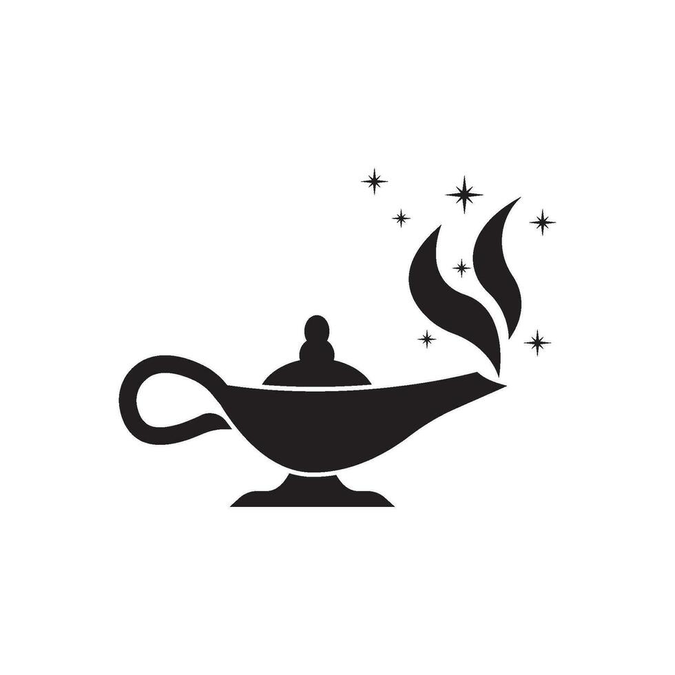 magic lamp genie icon logo template vector