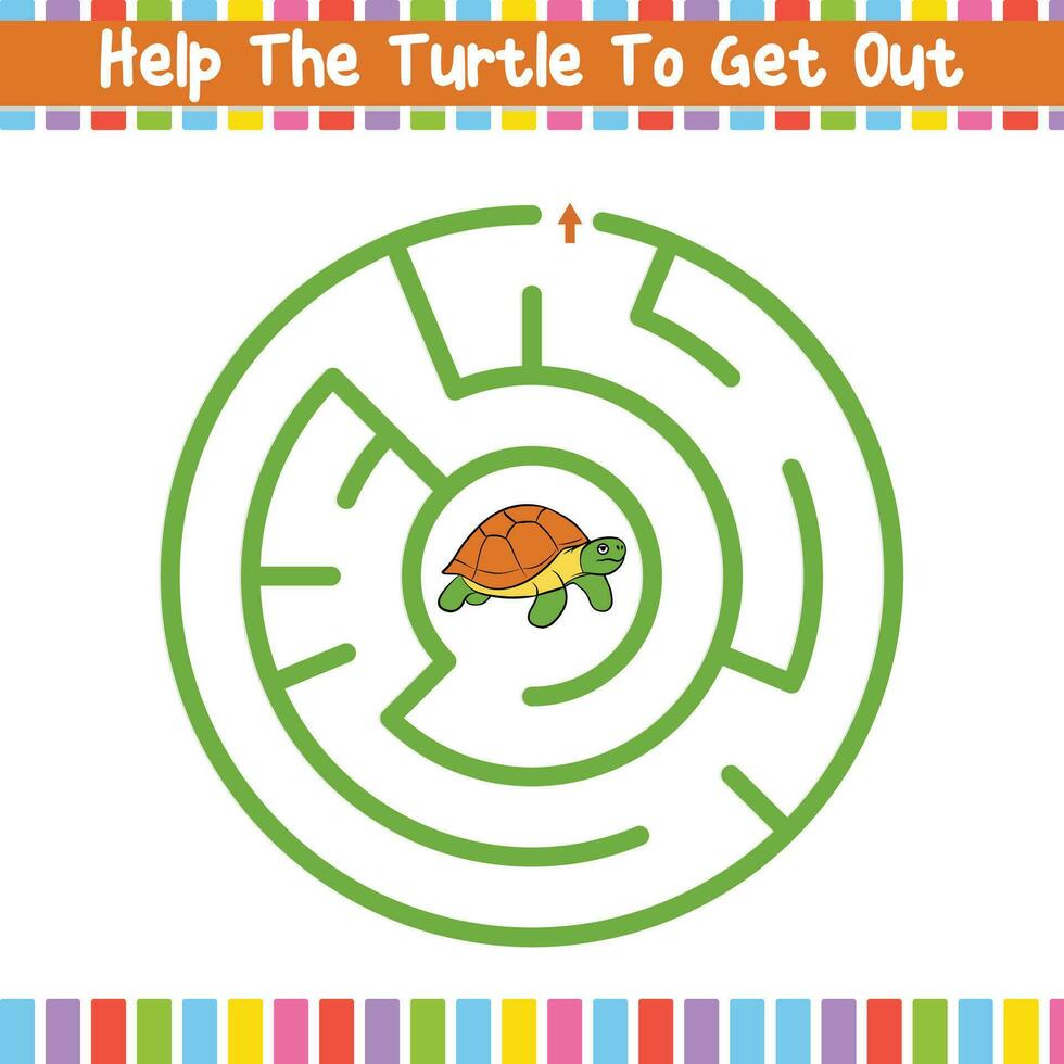 Kids Circular Maze Puzzle Discover the Path Educational Worksheet vector