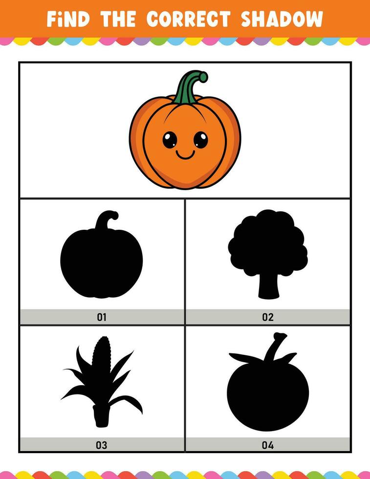 Find the correct shadow educational shadow match game worksheet for kids cartoon vector illustration