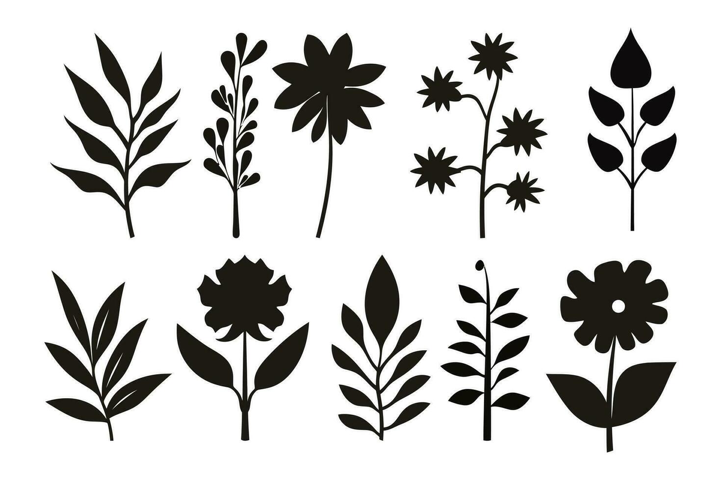 plano diseño flor siluetas vector