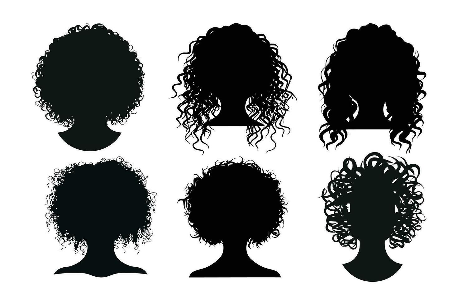 Hand drawn curly hair silhouette vector