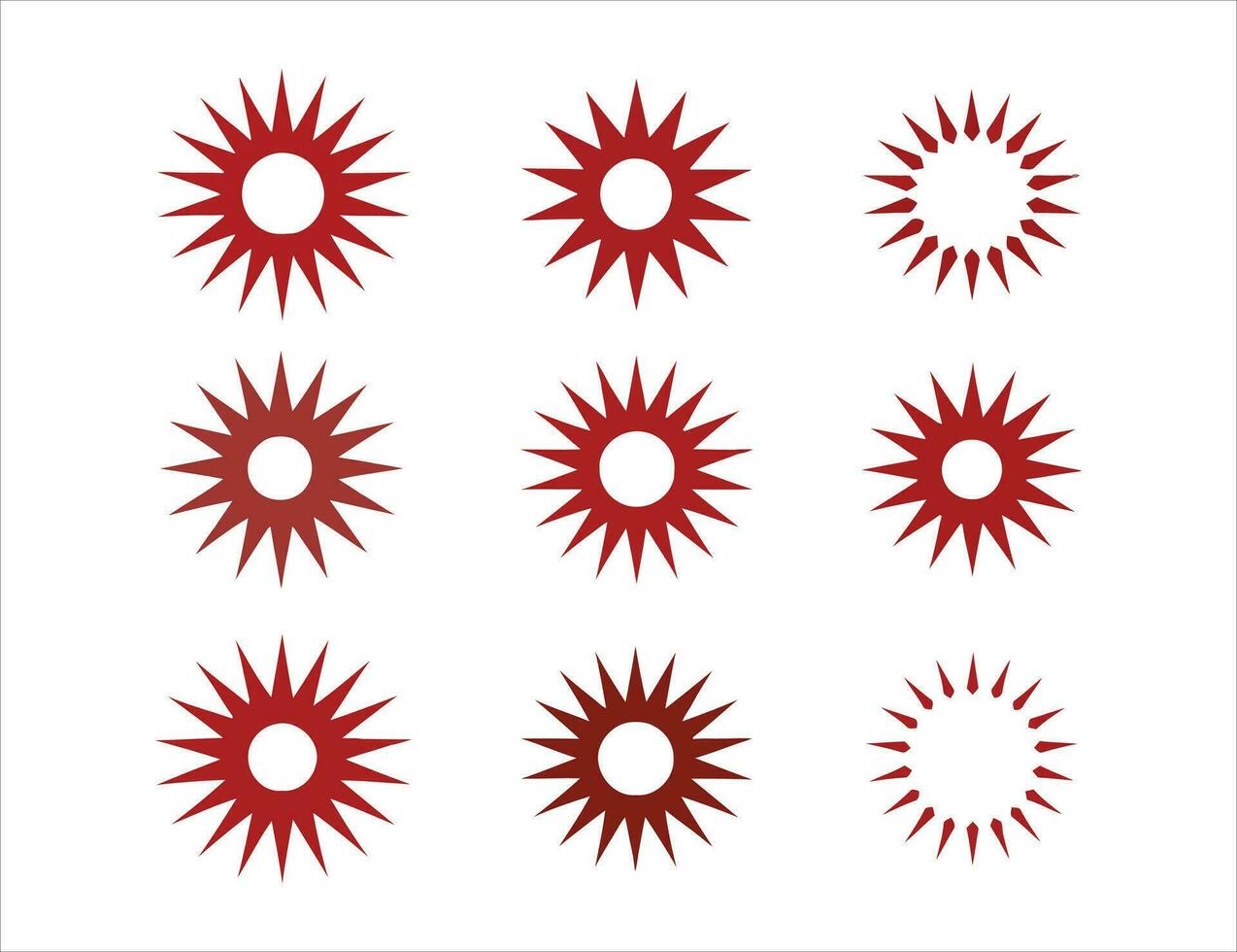 Set of starburst, sunburst badges silhouettes. vector