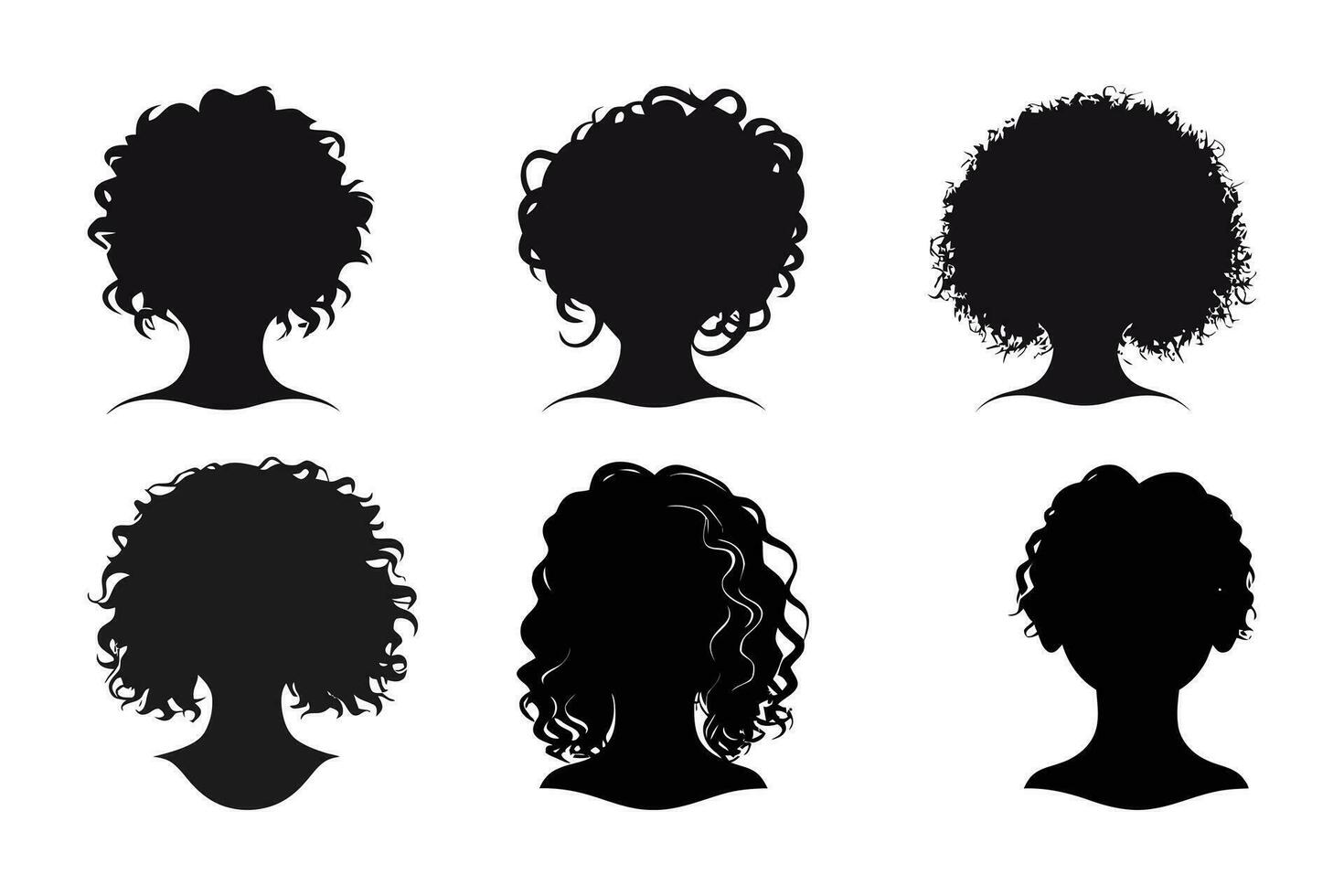 Hand drawn curly hair silhouette vector