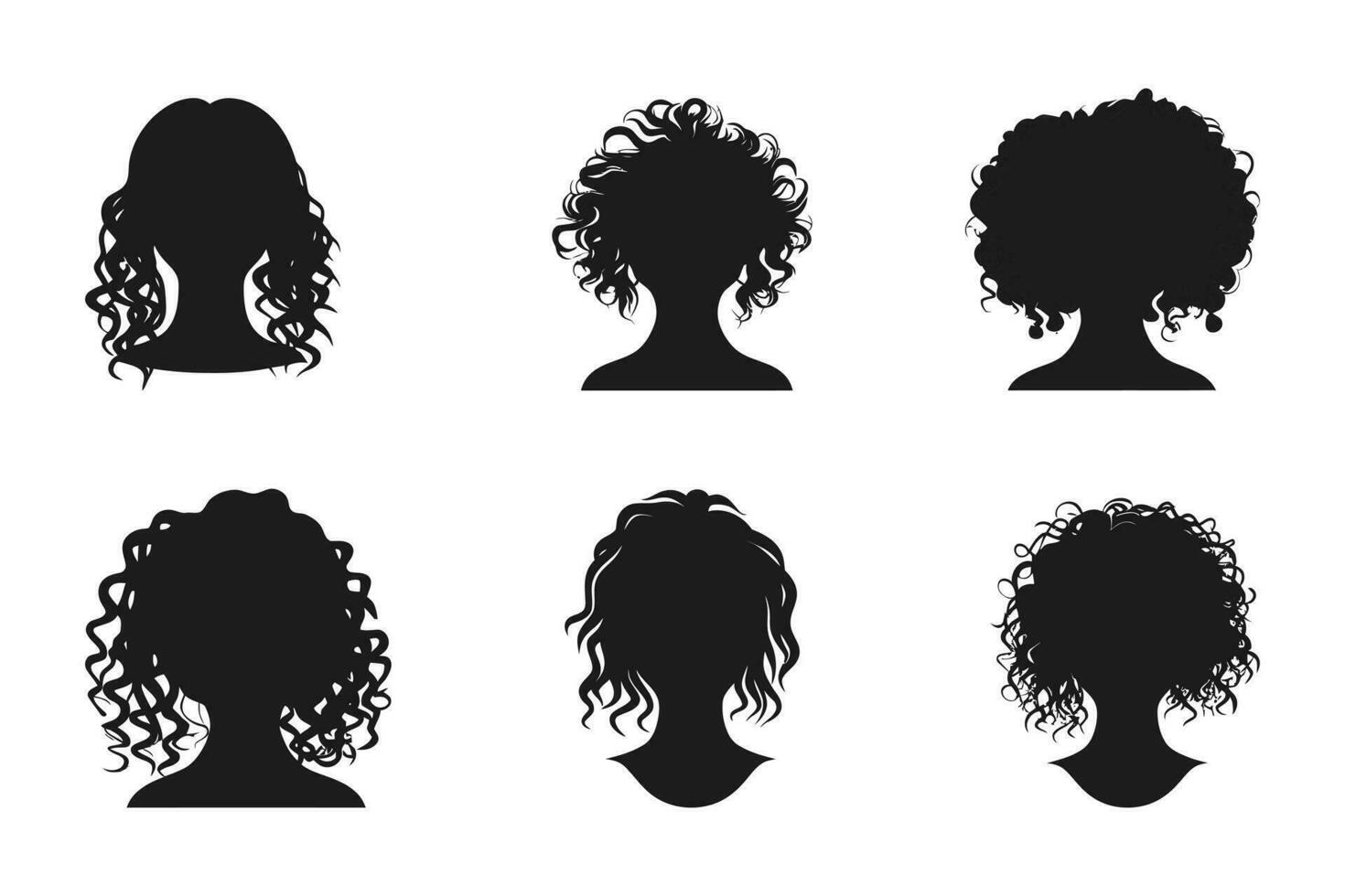 Hand drawn curly hair silhouette vector