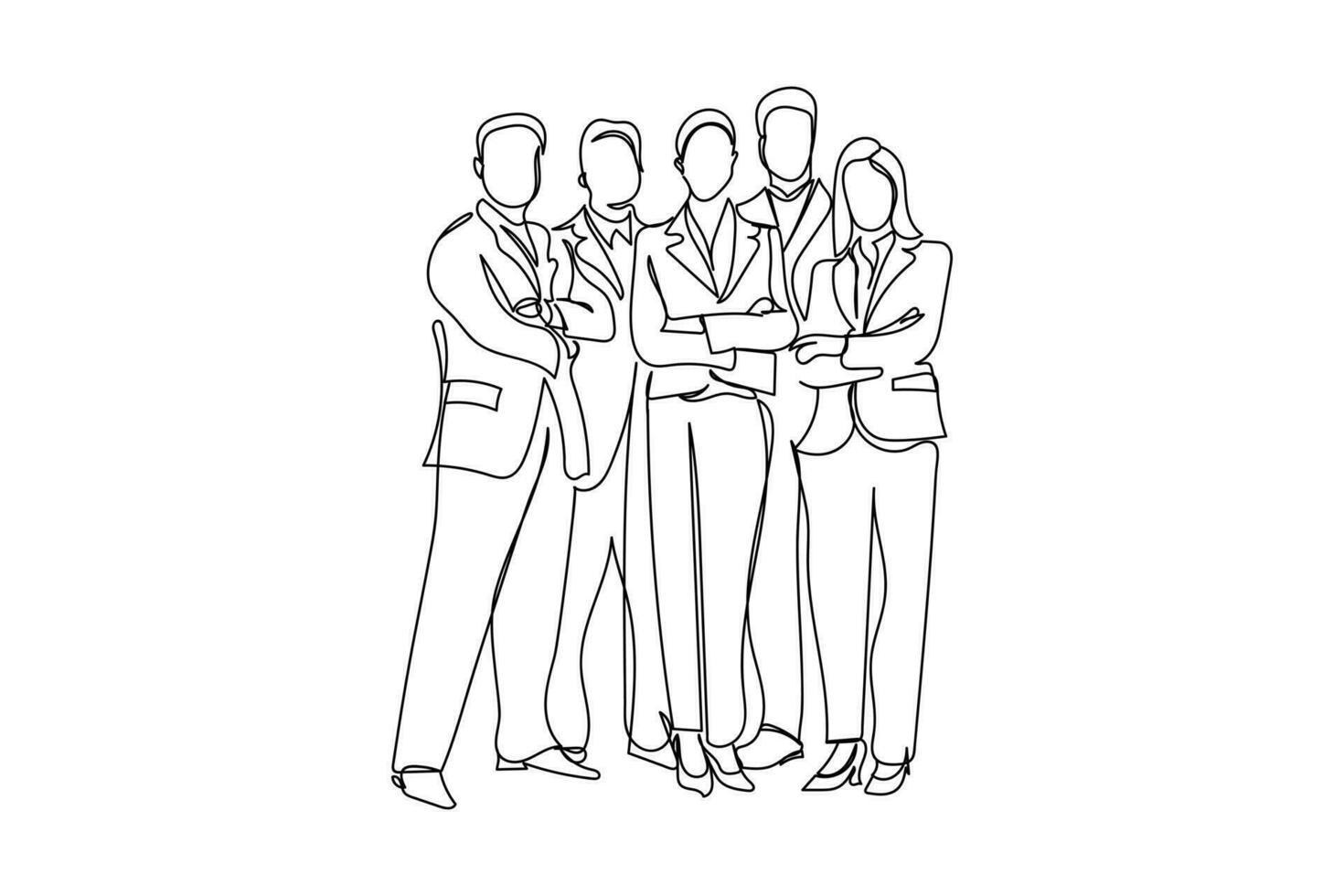 line art of group of corporate people. Business meeting and workshop vector