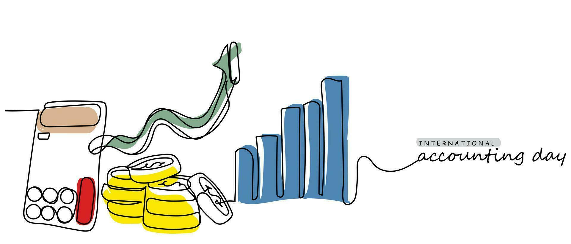 World accounting day line art. vector