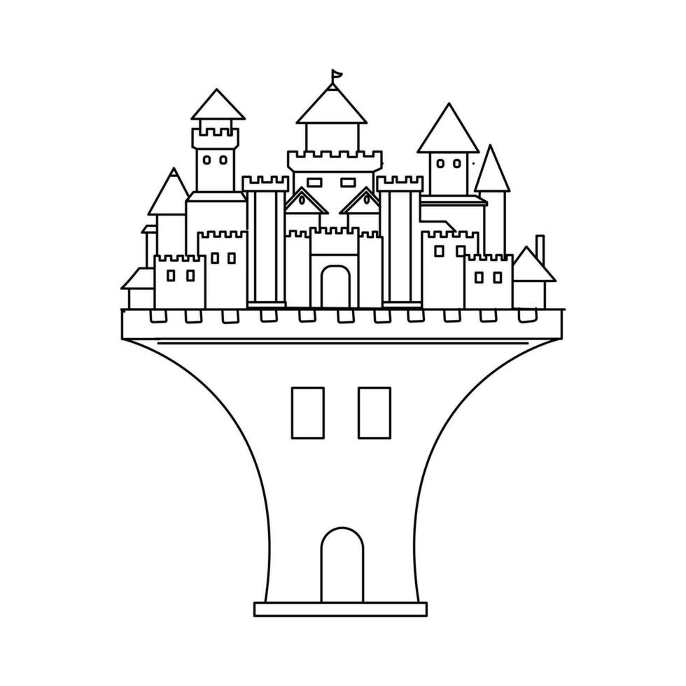 Cartoon castle vector fairytale medieval tower of fantasy palace building in kingdom fairyland