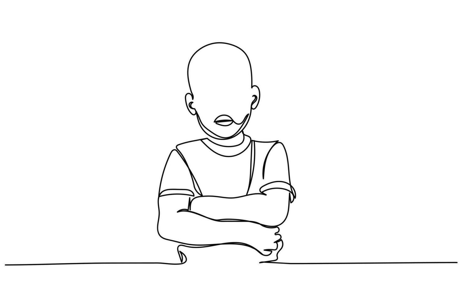 Continuous line art of an african american kid vector