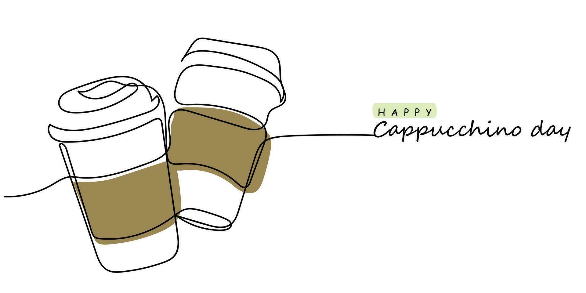 November cappuccino day celebration postcard line art vector