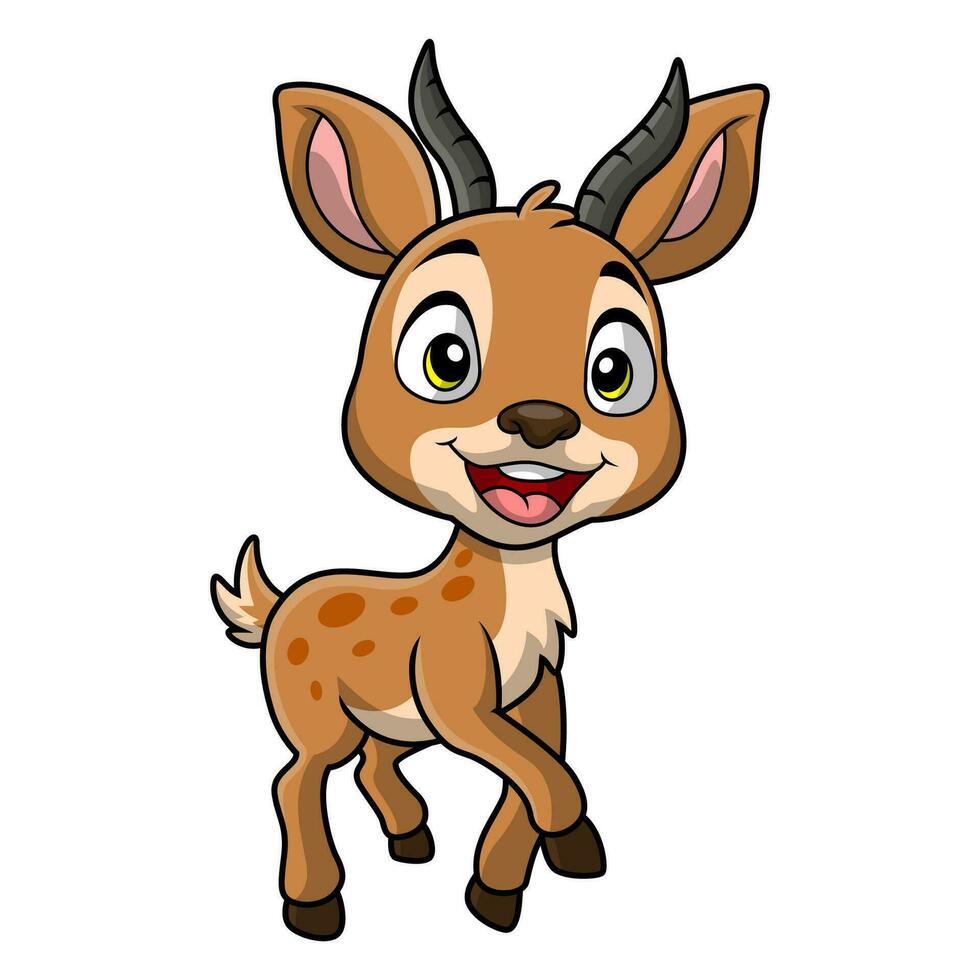 Cute impala cartoon on white background vector