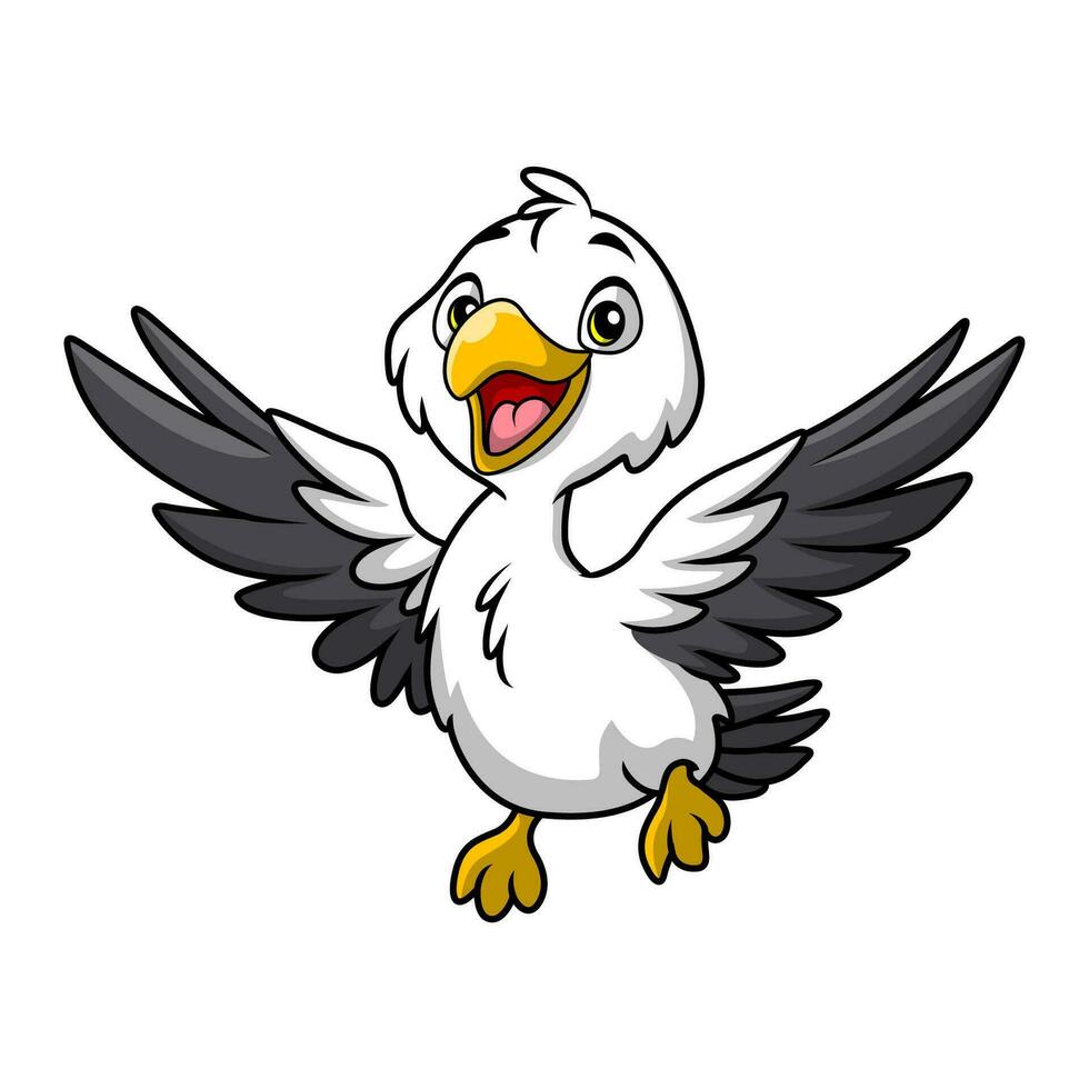 Cute pelican cartoon on white background vector