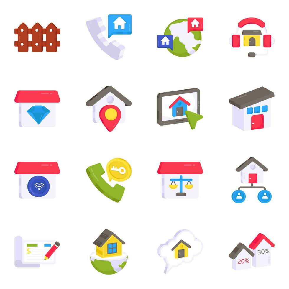Pack of Landing Flat Icons vector