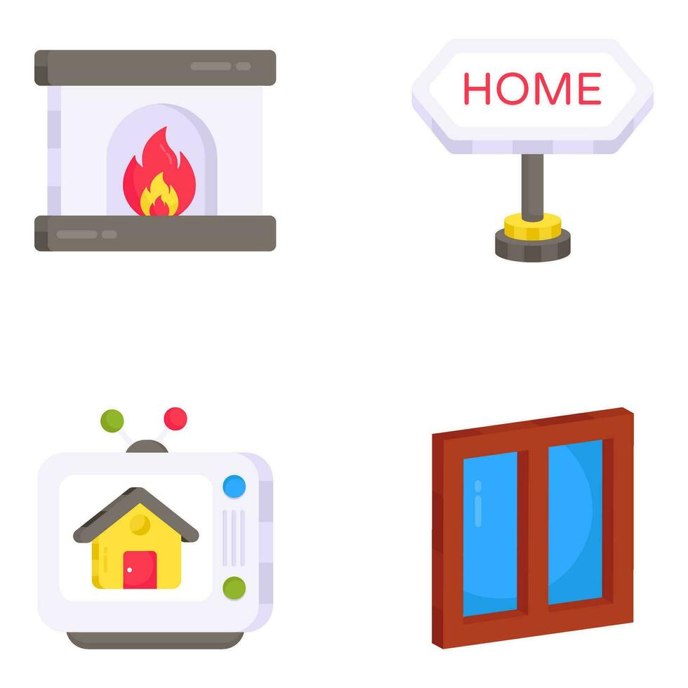 Pack of Property and Landing Flat Icons vector