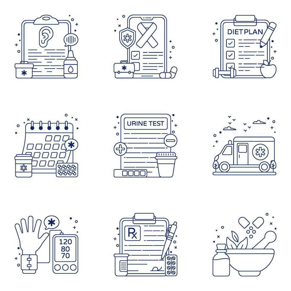 Pack of Healthcare liner Icons vector