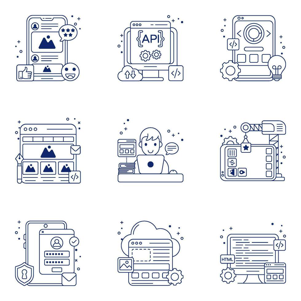 Pack of Web Programming liner Icons vector