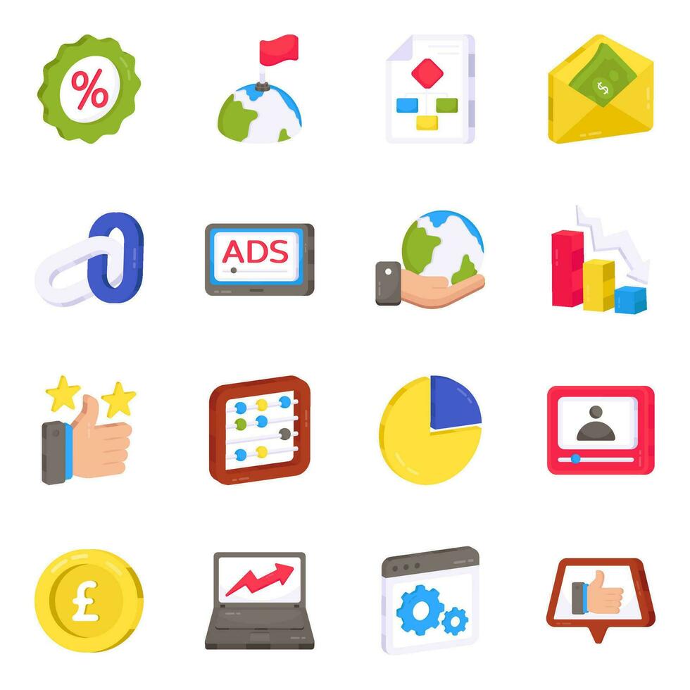 Pack of Business and Money Flat Icons vector