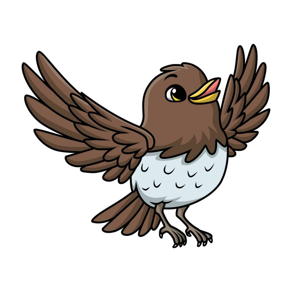 Cute robin bird cartoon on white background vector