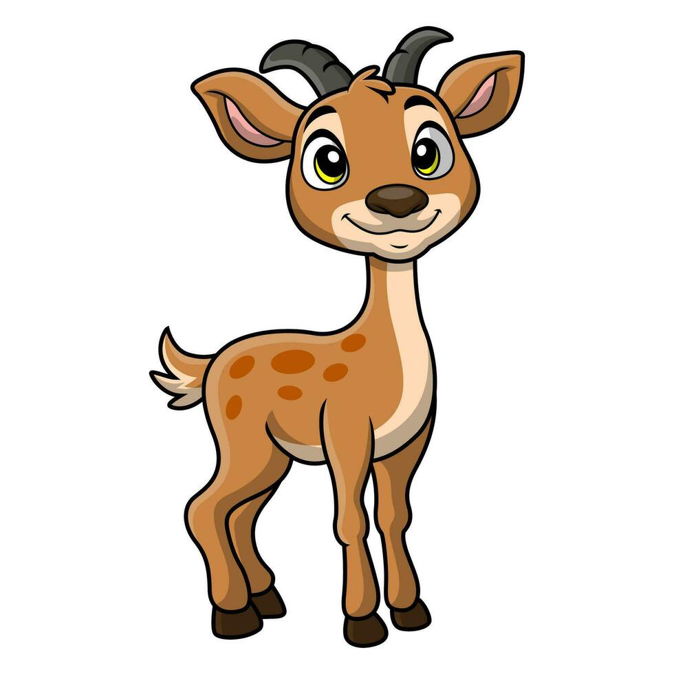 Cute impala cartoon on white background vector