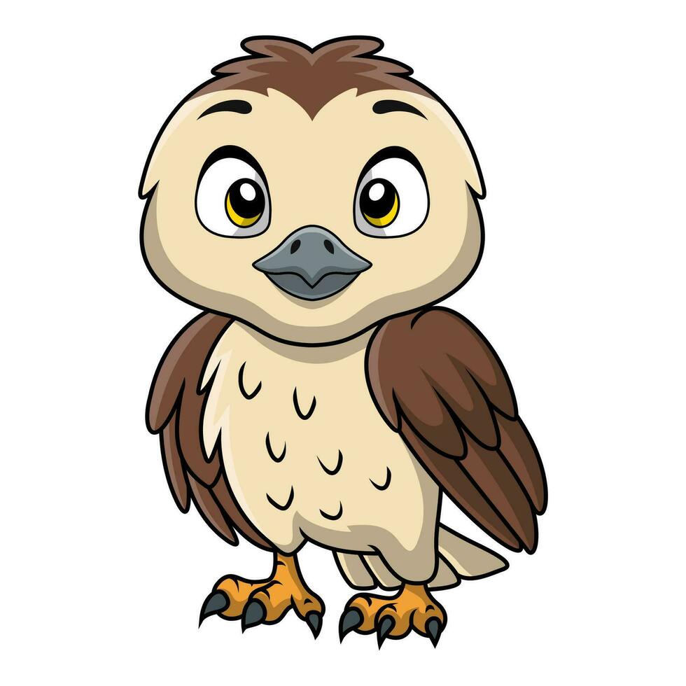 Cute falcon cartoon on white background vector