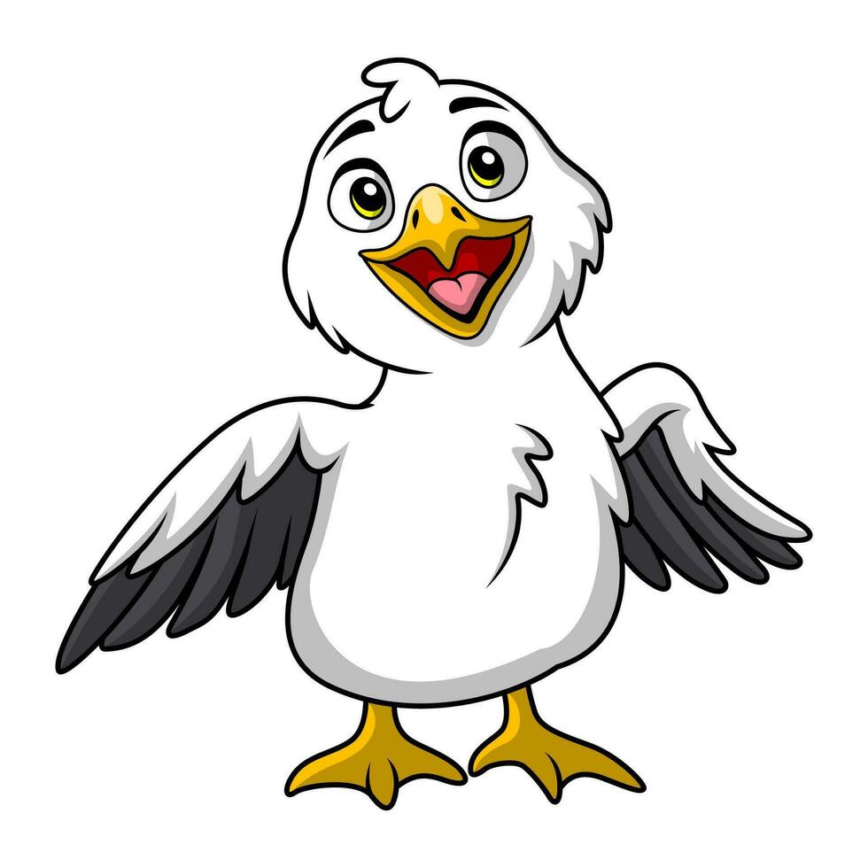 Cute pelican cartoon on white background vector