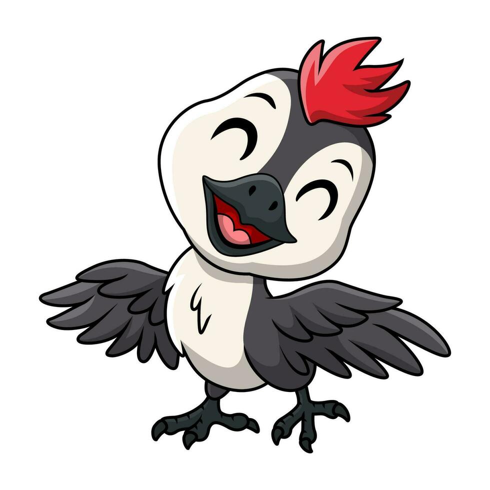 Cute woodpecker cartoon on white background vector