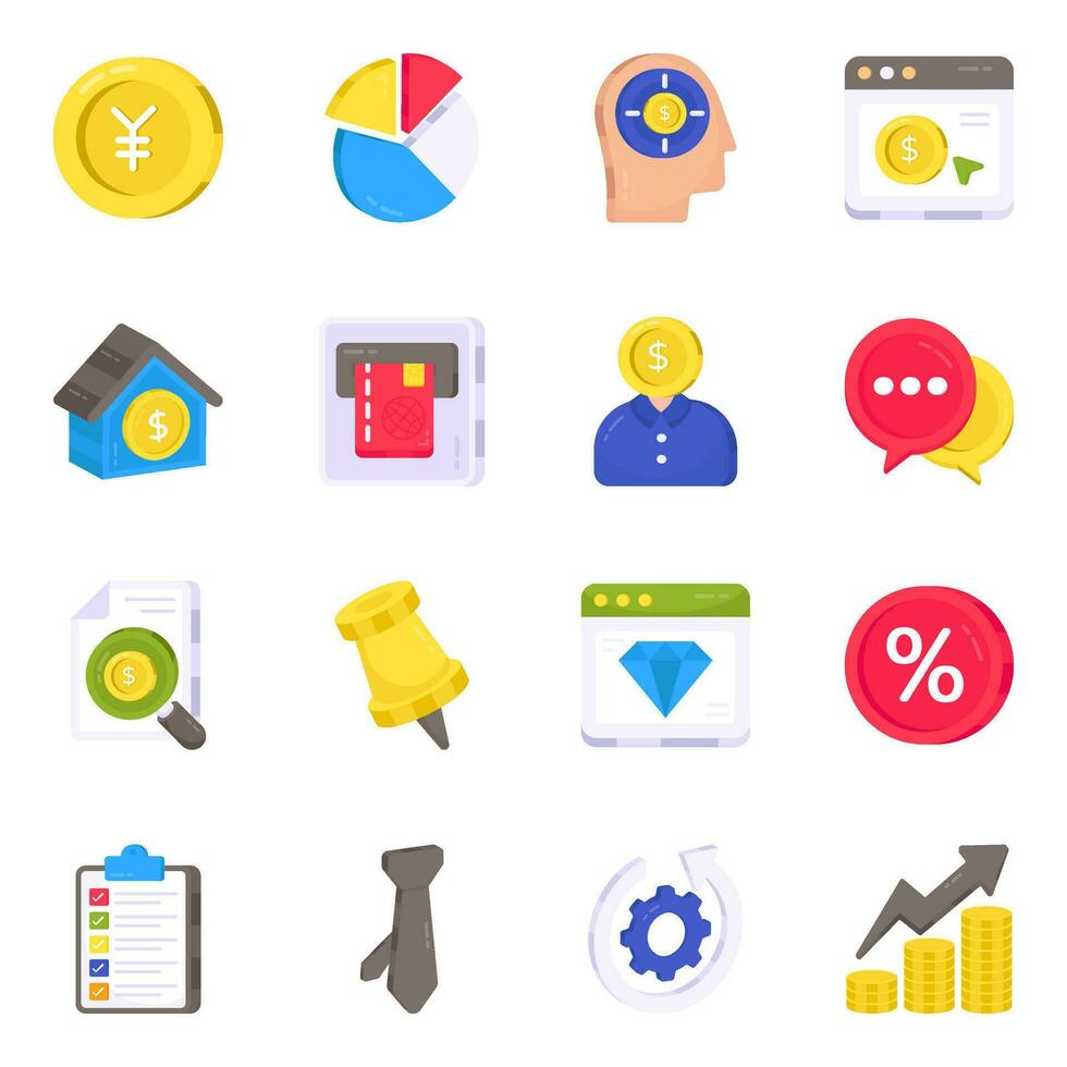 Pack of Business and Investment Flat Icons vector