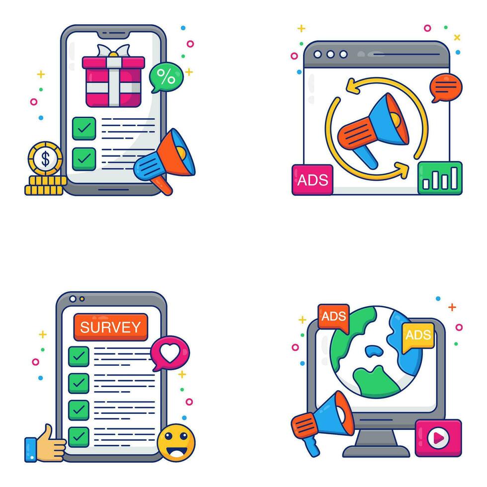 Pack of Publicity Flat Icons vector