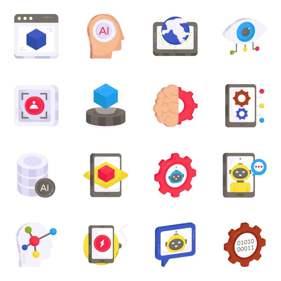 Pack of Ai Flat Icons vector