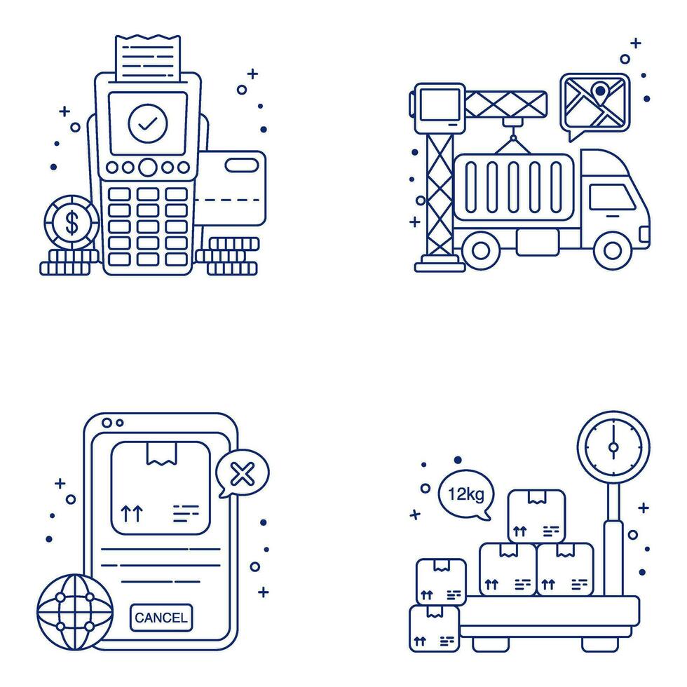 Pack of Shipment Linear Icons vector