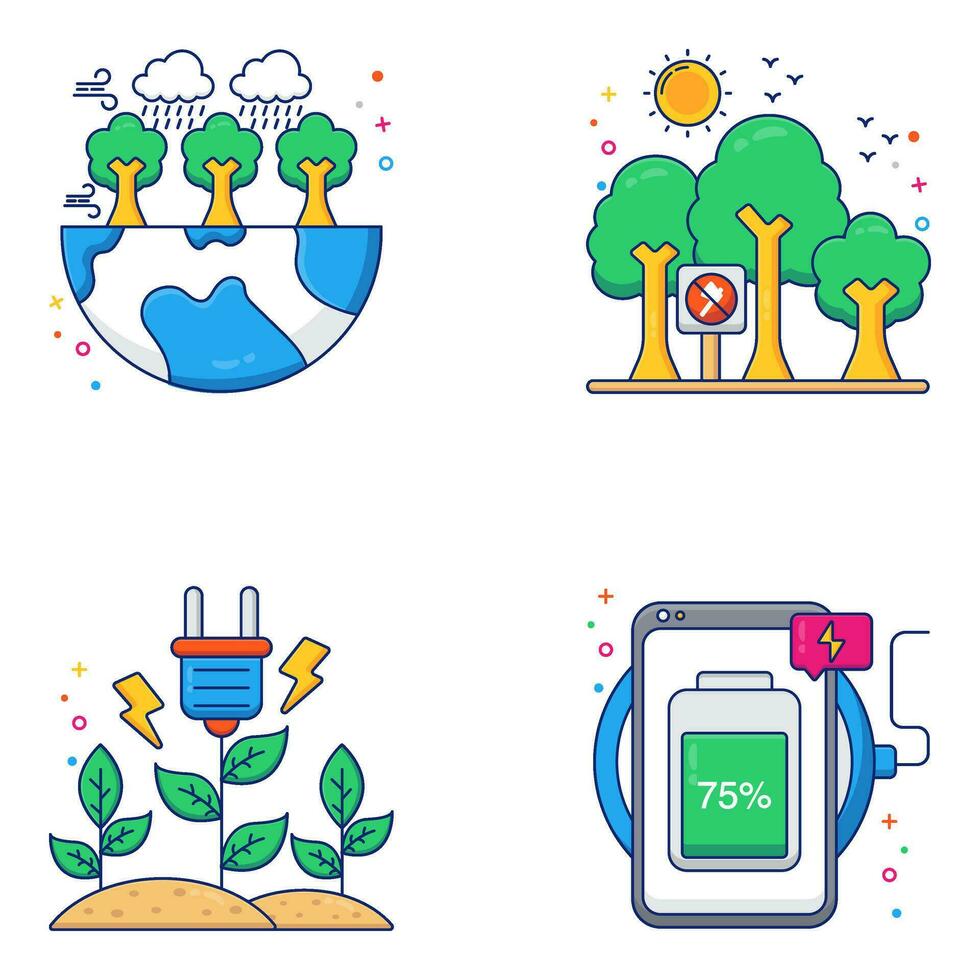 Pack of Eco and Nature Flat Icons vector