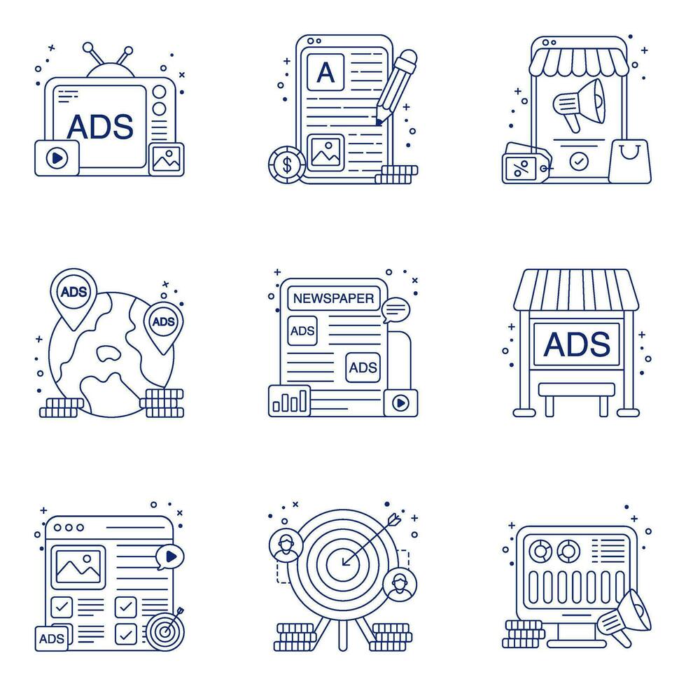 Pack of Promotion Linear Icons vector