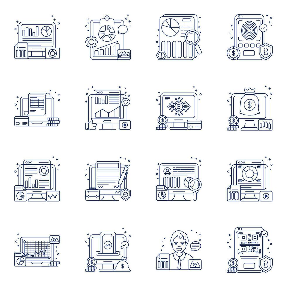 paquete de iconos planos de negocios vector