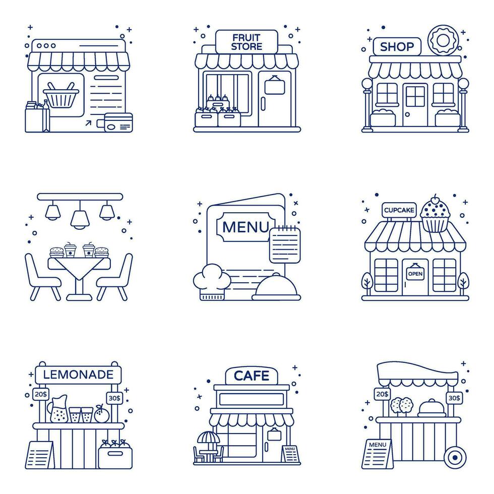 Pack of Shop and Store Linear Icons vector