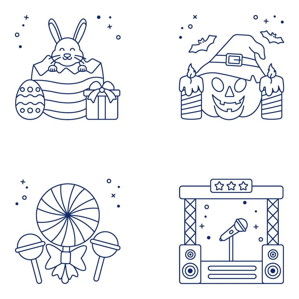 Pack of Party Fun Linear Icons vector