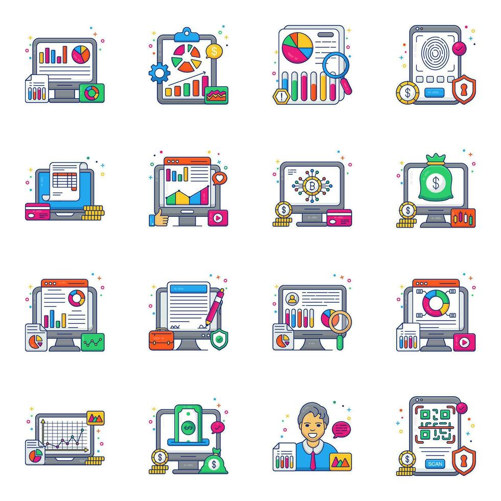 Pack of Business Flat Icons vector