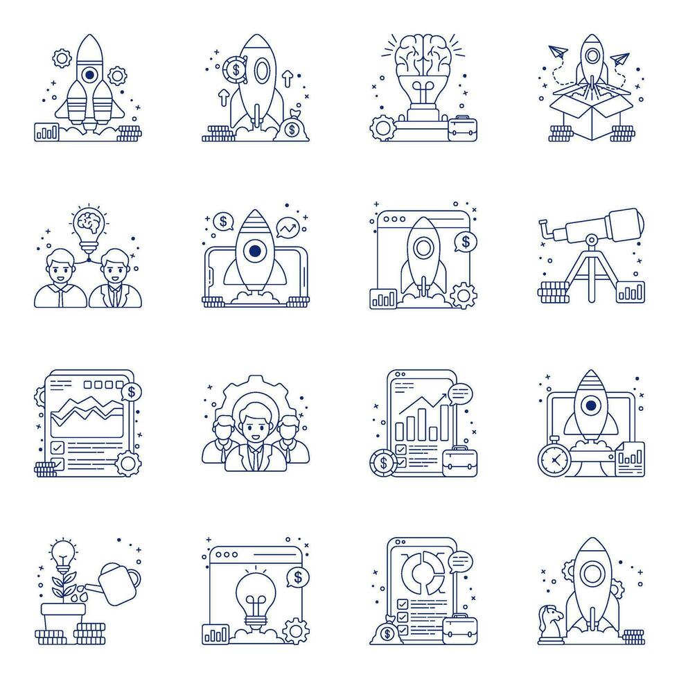 Pack of Startup Management Linear Icons vector