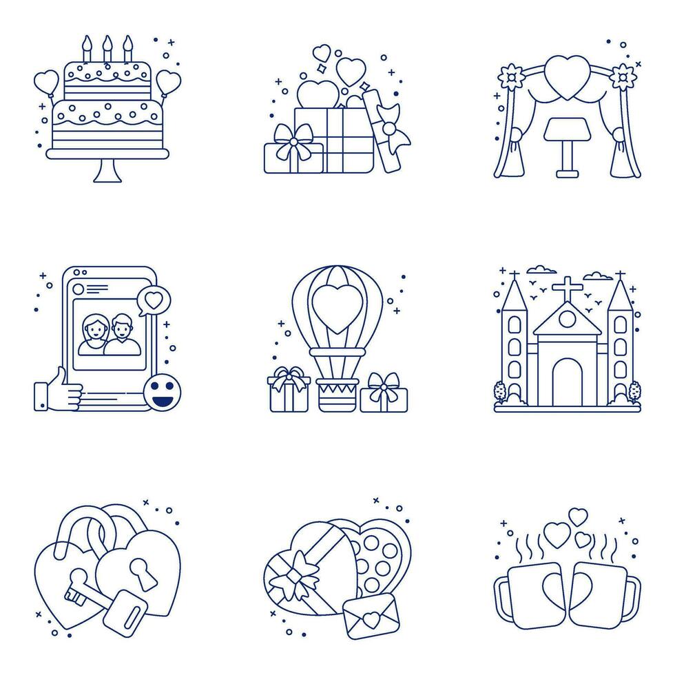Pack of Love and Dating linear Icons vector
